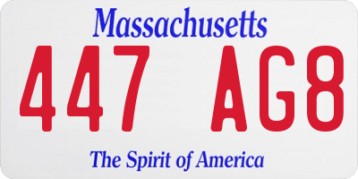 MA license plate 447AG8
