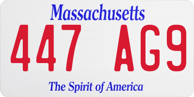 MA license plate 447AG9
