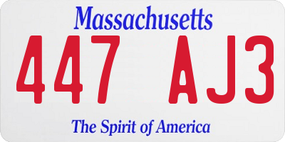 MA license plate 447AJ3