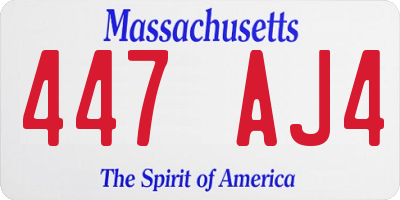 MA license plate 447AJ4