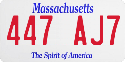 MA license plate 447AJ7