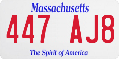 MA license plate 447AJ8