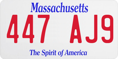 MA license plate 447AJ9