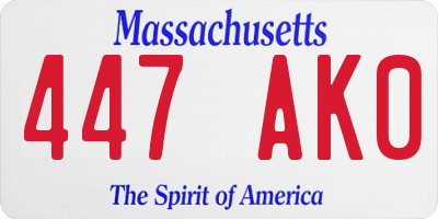 MA license plate 447AK0