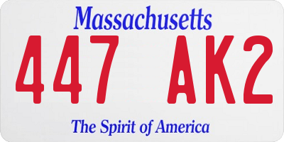 MA license plate 447AK2