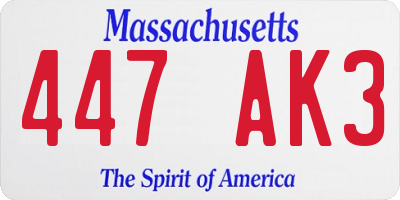 MA license plate 447AK3