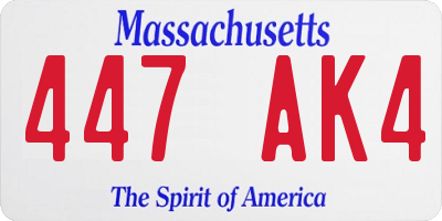 MA license plate 447AK4
