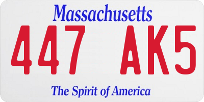 MA license plate 447AK5