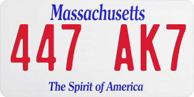 MA license plate 447AK7