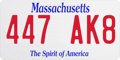 MA license plate 447AK8