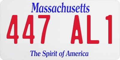 MA license plate 447AL1