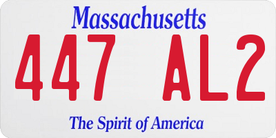MA license plate 447AL2