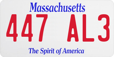 MA license plate 447AL3
