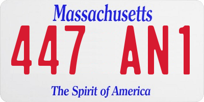 MA license plate 447AN1