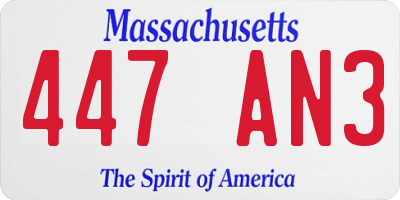 MA license plate 447AN3