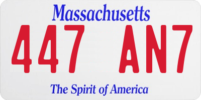 MA license plate 447AN7