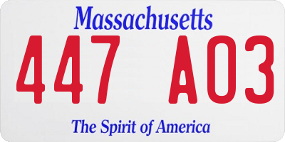 MA license plate 447AO3