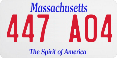 MA license plate 447AO4
