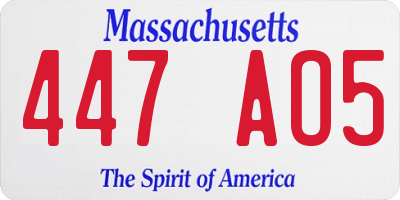 MA license plate 447AO5