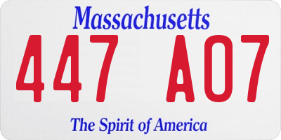 MA license plate 447AO7