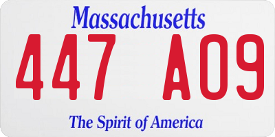 MA license plate 447AO9