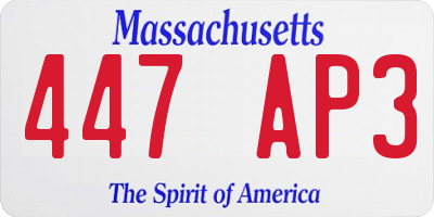 MA license plate 447AP3