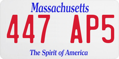 MA license plate 447AP5