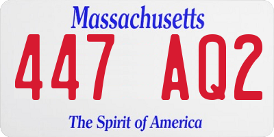 MA license plate 447AQ2