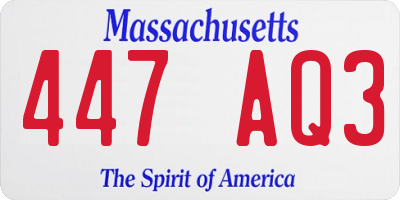 MA license plate 447AQ3