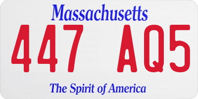MA license plate 447AQ5