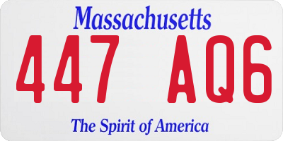 MA license plate 447AQ6