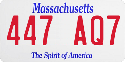 MA license plate 447AQ7