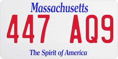 MA license plate 447AQ9