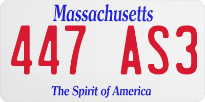 MA license plate 447AS3