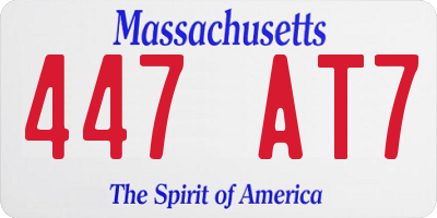 MA license plate 447AT7