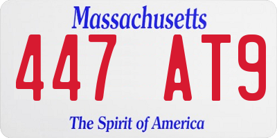 MA license plate 447AT9