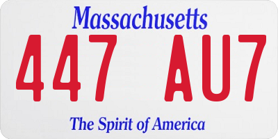 MA license plate 447AU7