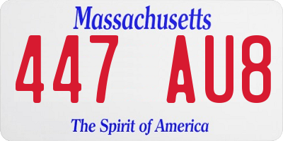 MA license plate 447AU8
