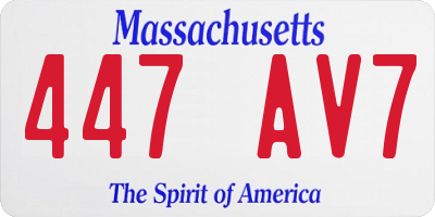 MA license plate 447AV7