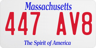 MA license plate 447AV8