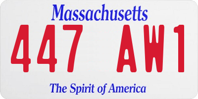 MA license plate 447AW1