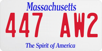 MA license plate 447AW2