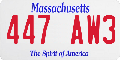 MA license plate 447AW3