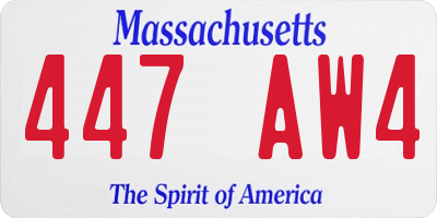 MA license plate 447AW4