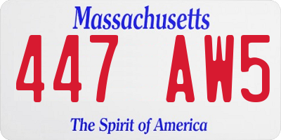 MA license plate 447AW5