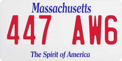 MA license plate 447AW6
