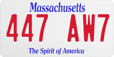 MA license plate 447AW7