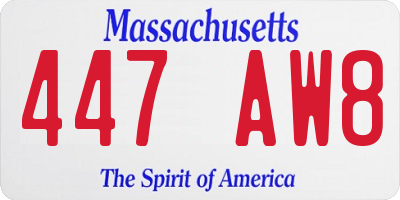 MA license plate 447AW8