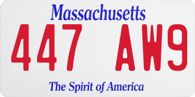MA license plate 447AW9