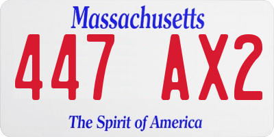 MA license plate 447AX2